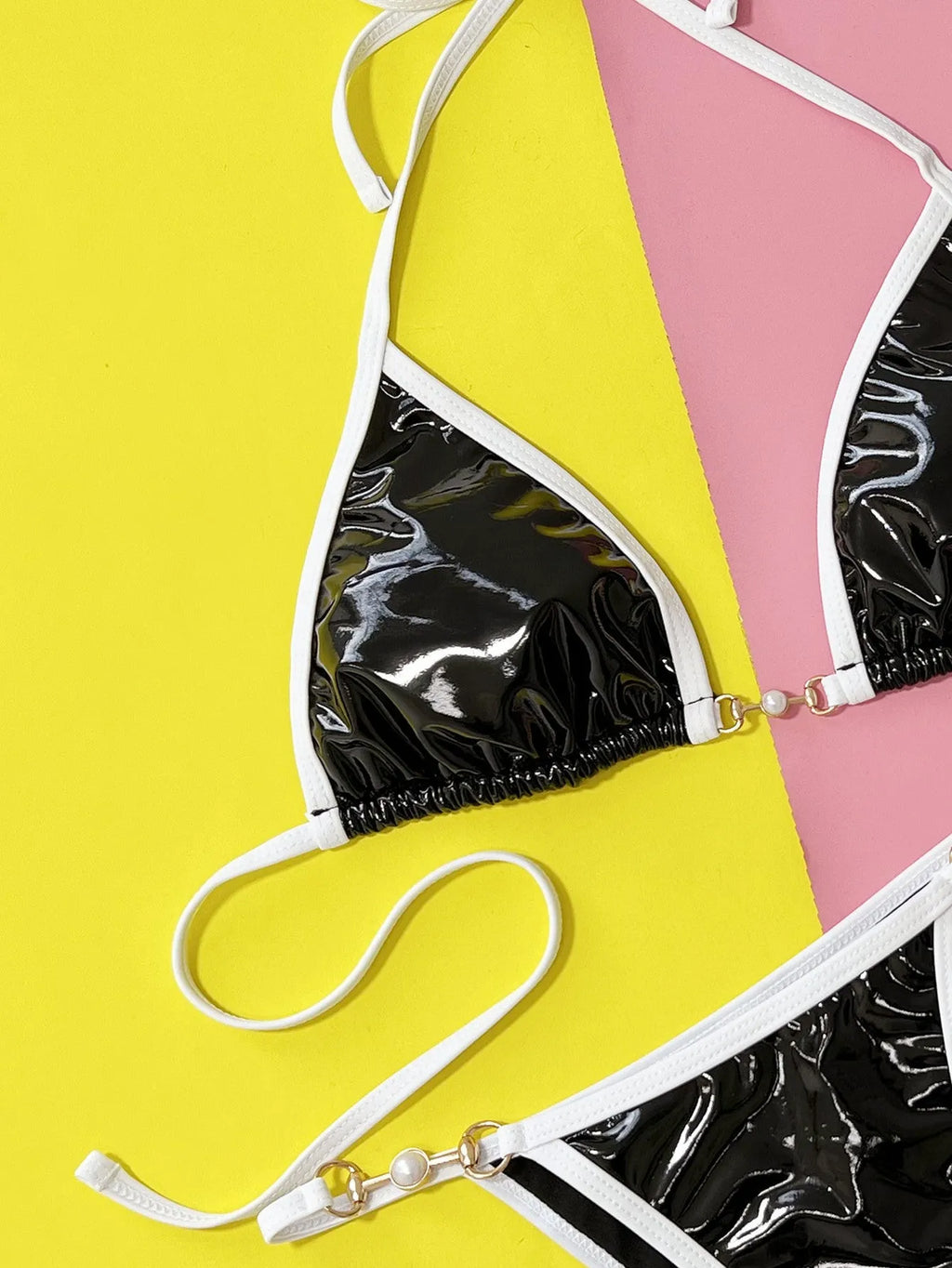 Black women's two-piece bikini swimsuit for swimming activities