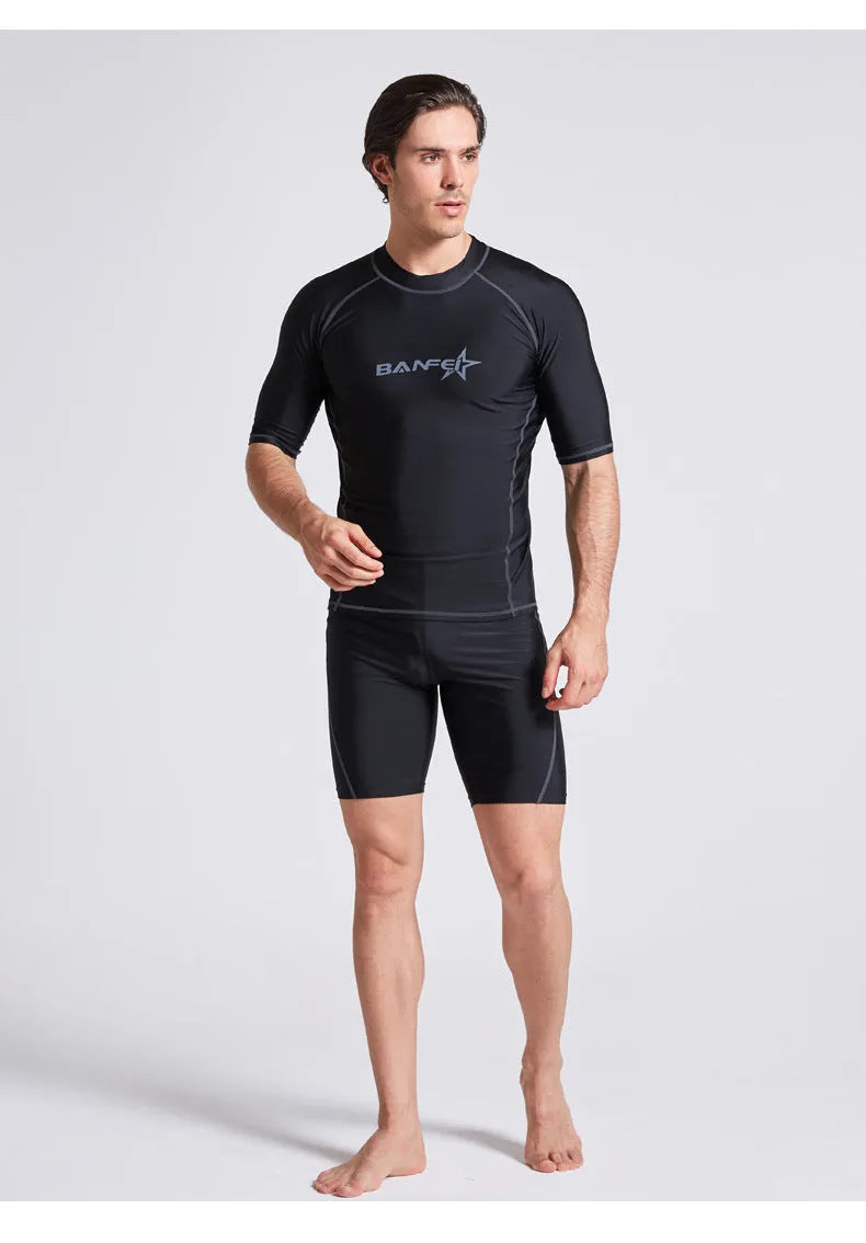 Men's quick-drying half sleeve swimsuit wetsuit for snorkelling and surfing