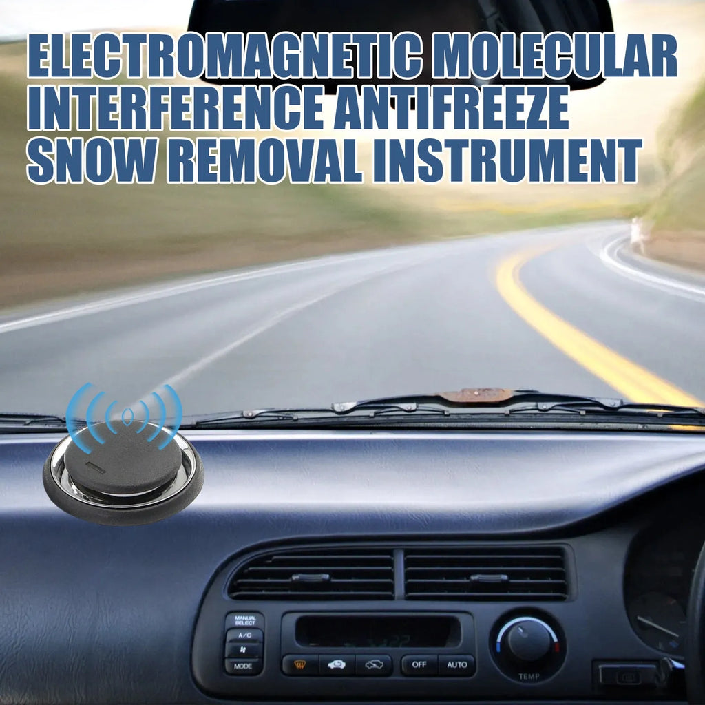 Compact black portable car de-icer snow melter tool for windscreens.