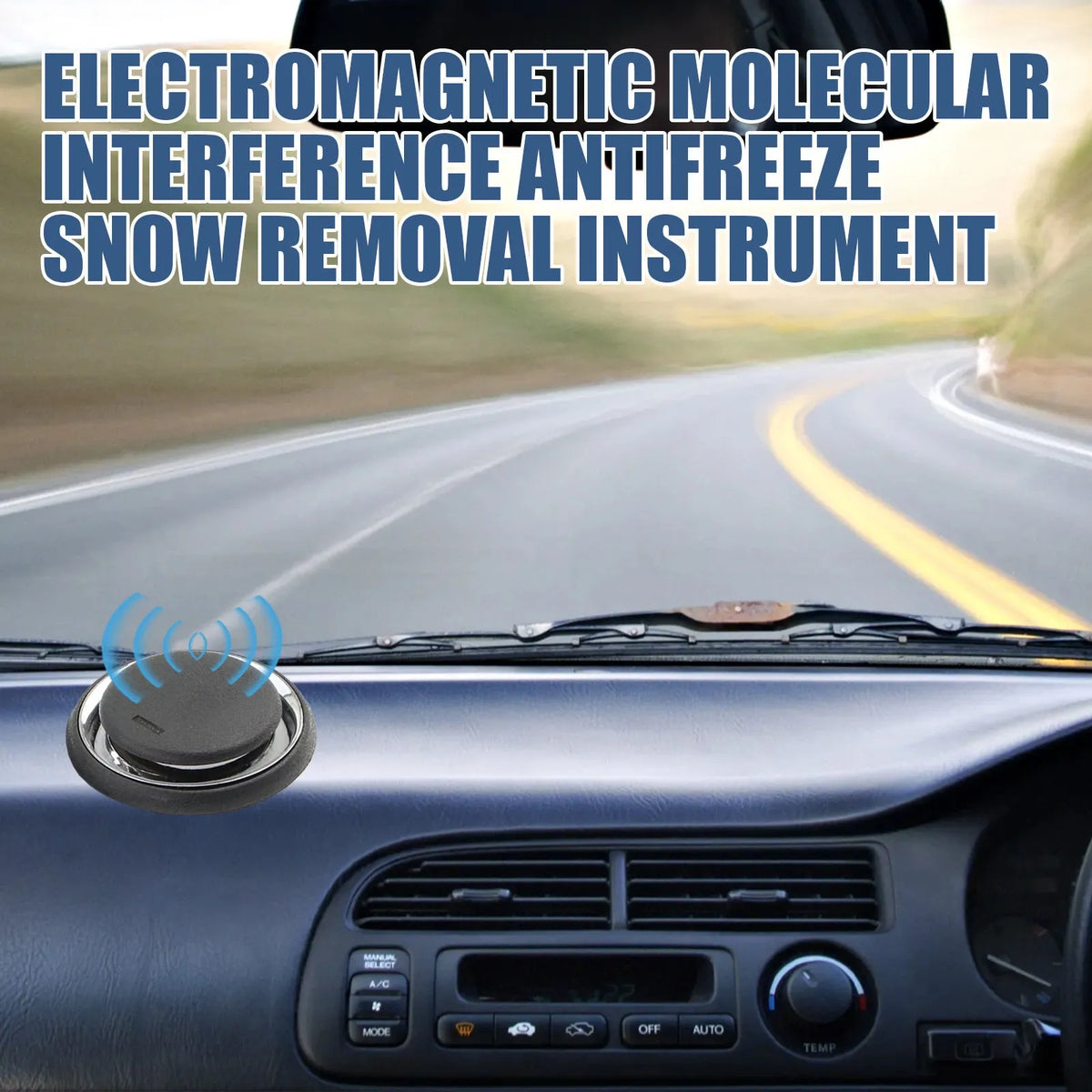 Compact black portable car de-icer snow melter tool for windscreens.