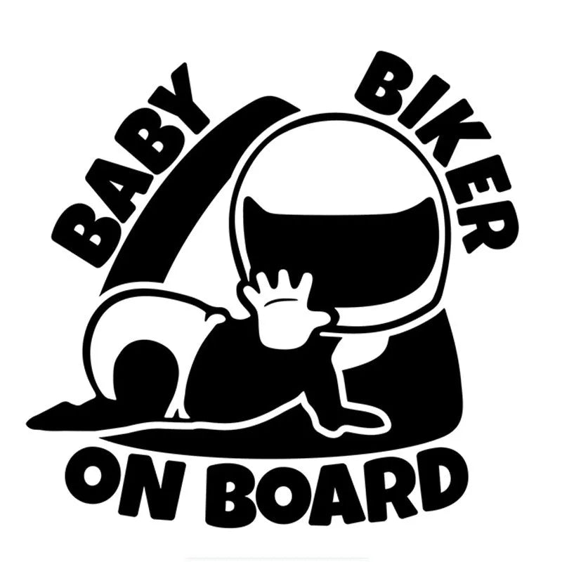 Reflective Baby On Board warning car sticker in black and white colour options.