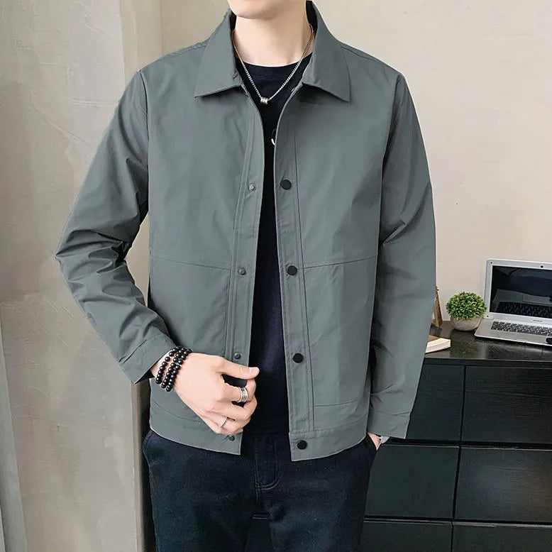 Korean style men's single-layer thin jacket in polyester fabric for spring and autumn wear