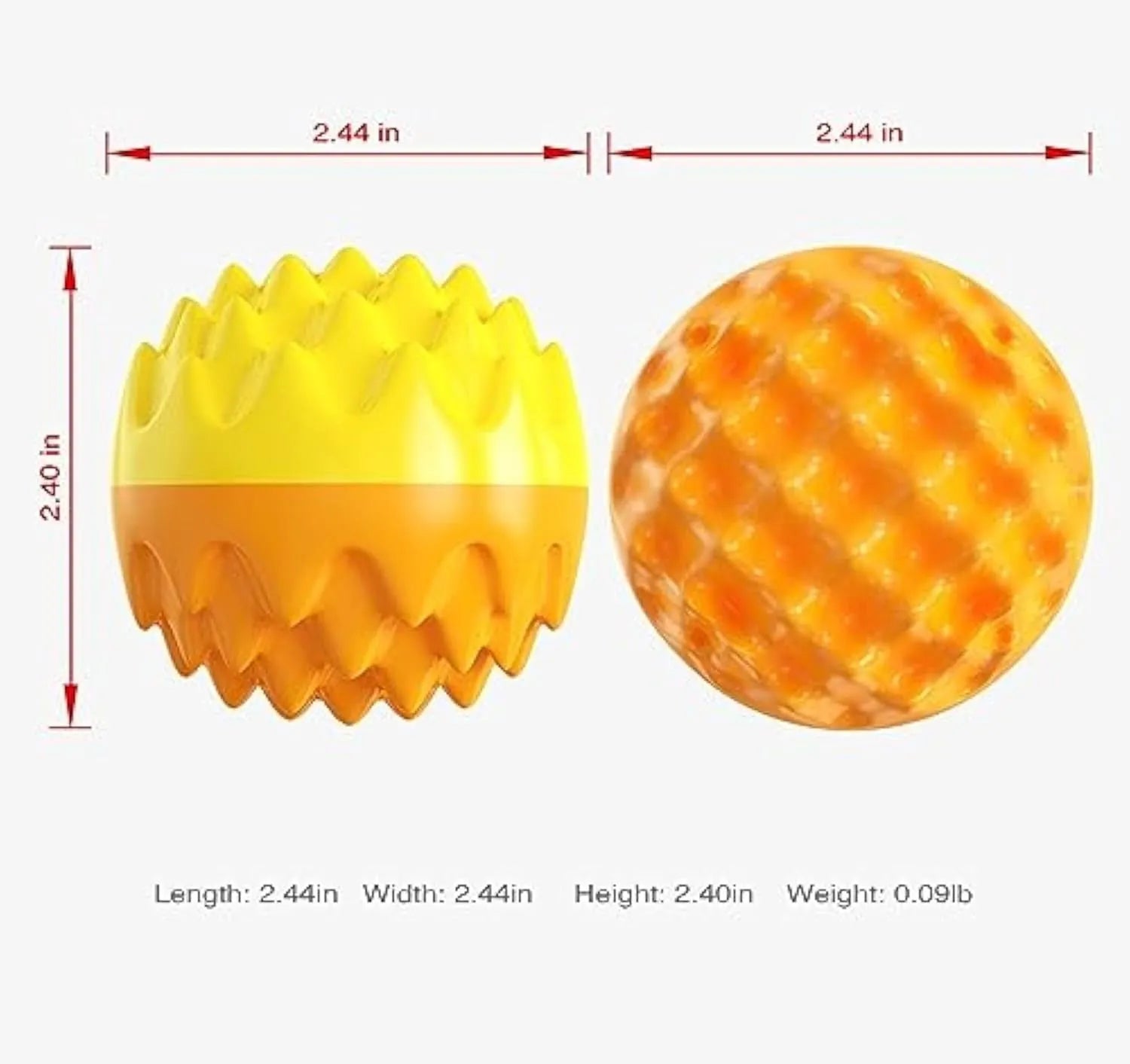 Blue rubber dog ball with spiky texture for dental cleaning and squeaker function