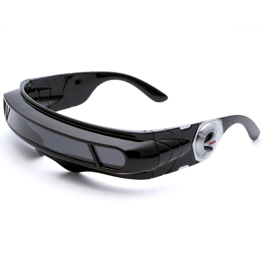 Black polarised sports sunglasses with a full rim PC frame, shown with blue mercury tinted lenses.