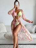 Printed bikini swimsuit for women with European sizing and quick-dry polyester fabric