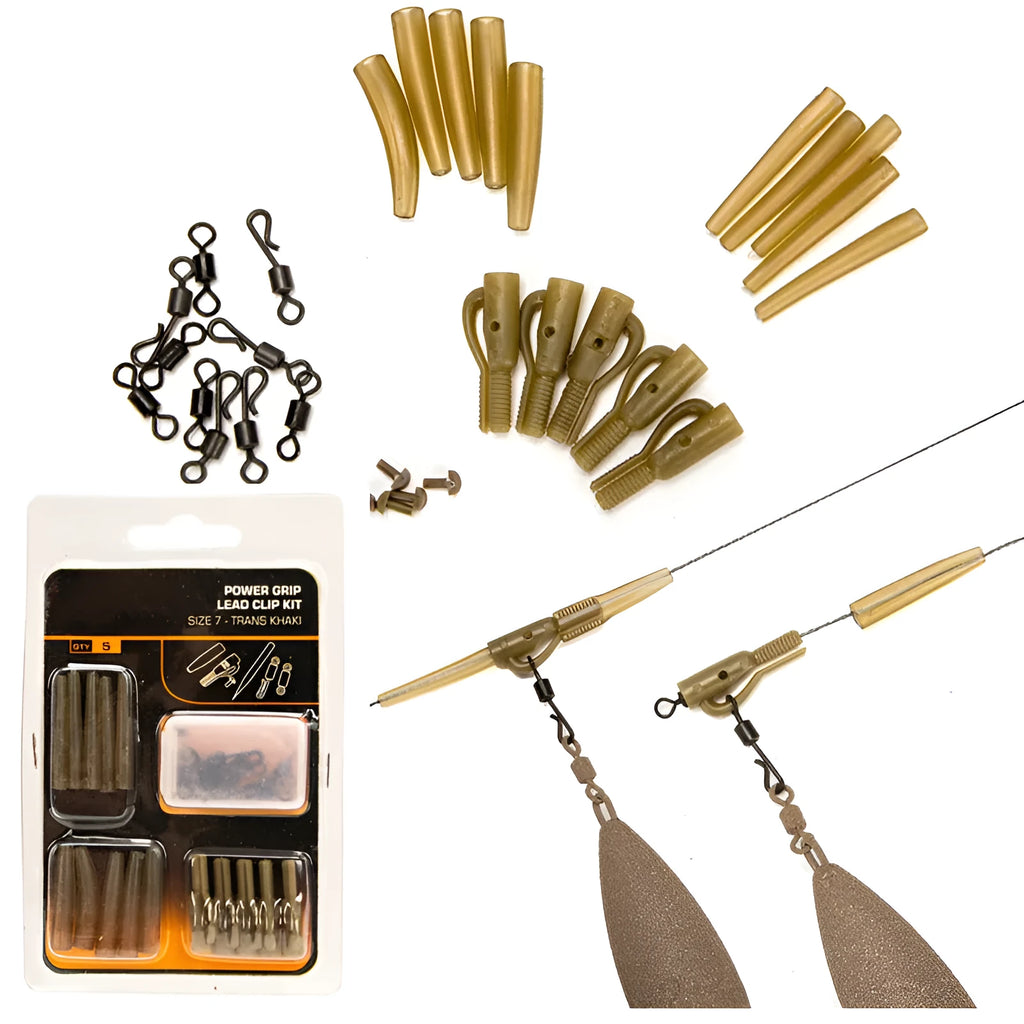 30 piece European carp fishing accessory set with anti-winding pipes, threaded hoses, rotation components, and screws