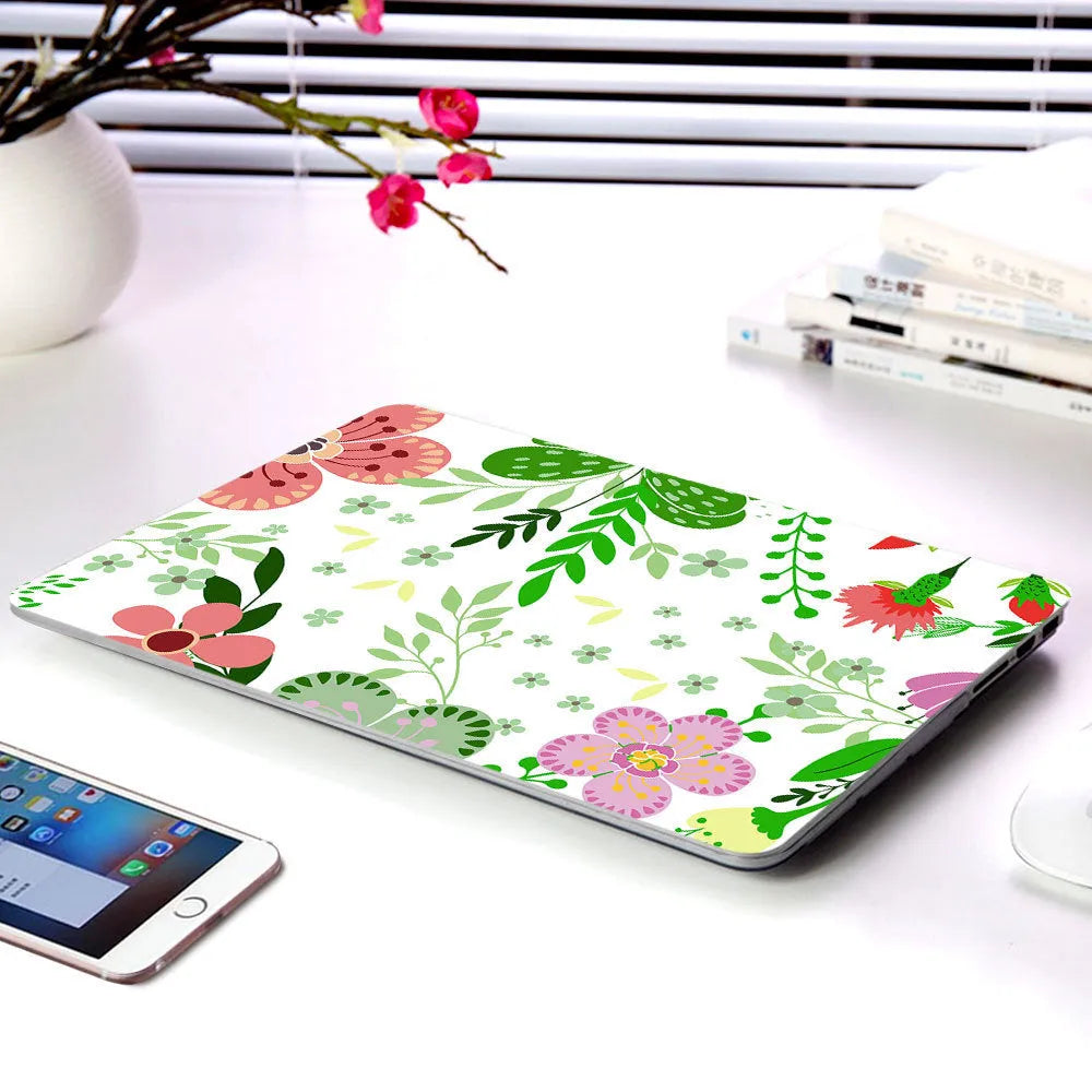 Plastic laptop protective shell with floral pattern design for Apple MacBook 11air and 12retina models