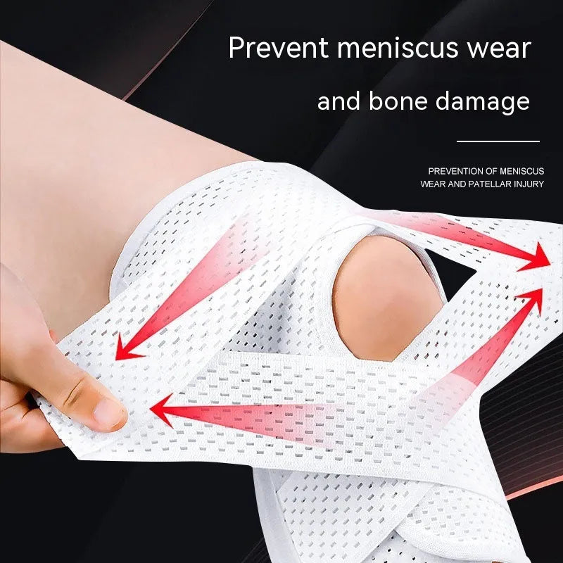 Black knee protective sleeve for meniscus and patellar injury recovery with breathable mesh fabric