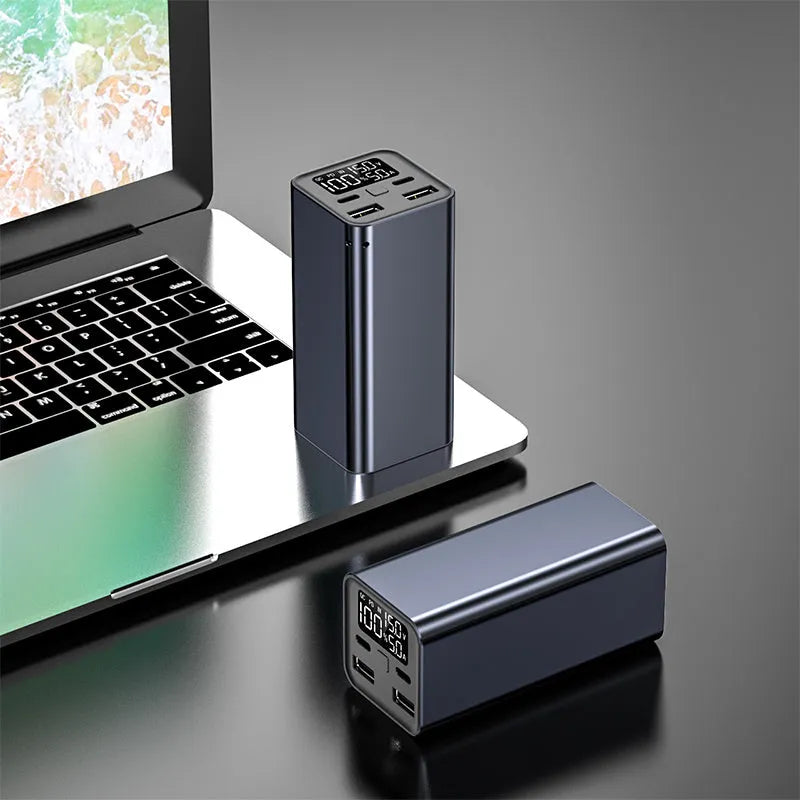 65W laptop power bank with 20000mAh capacity in metal casing, black colour option