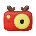 Green A2 kids digital camera with macaron-style SLR design and dual lenses on a table.