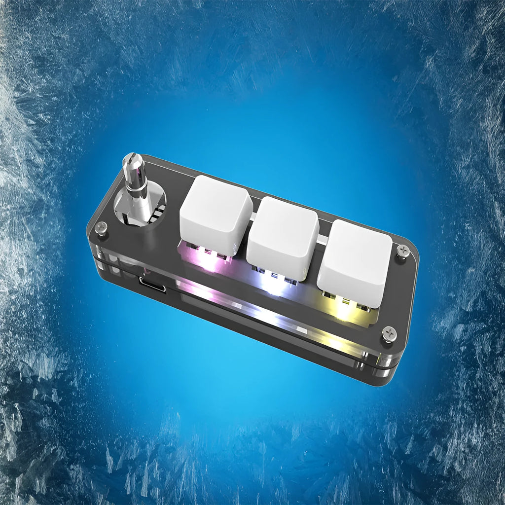 Black and white RGB backlit macro keypad with copy and paste buttons