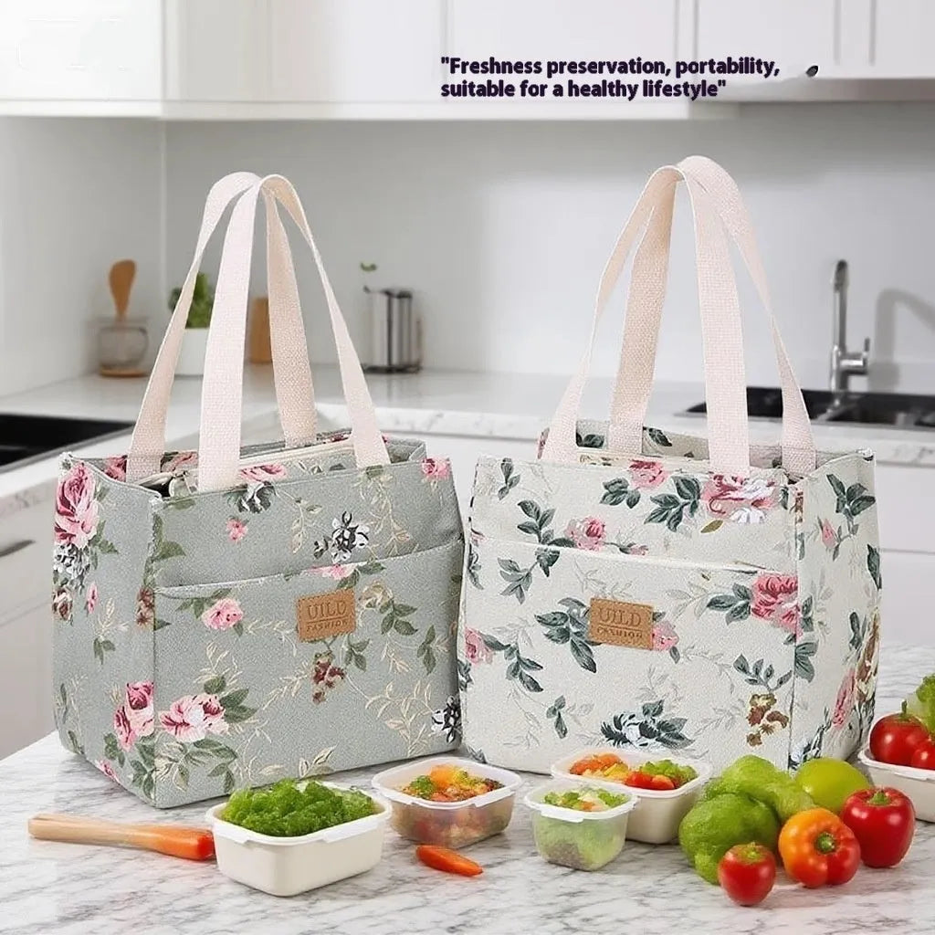 Women's printed canvas tote bag with aluminium frame in multiple design options