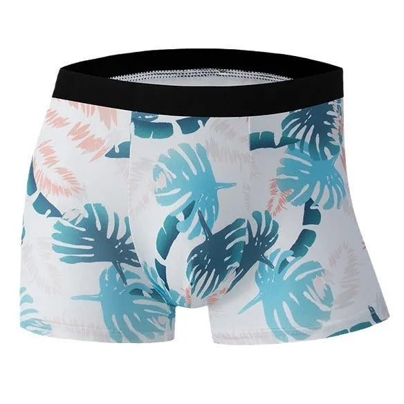 Men's ice silk underwear with fashion printing in mid waist design