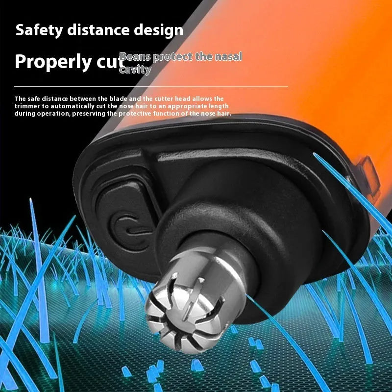 Rechargeable nose hair trimmer with digital display and removable cutter head.