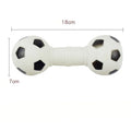 Brown orange white yellow football dumbbell shaped PVC dog chew toy with squeaker