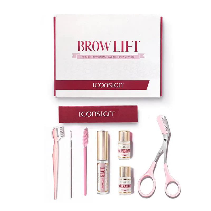 Pink eyebrow perm kit containing one eyebrow scalding suit for fast ironing application
