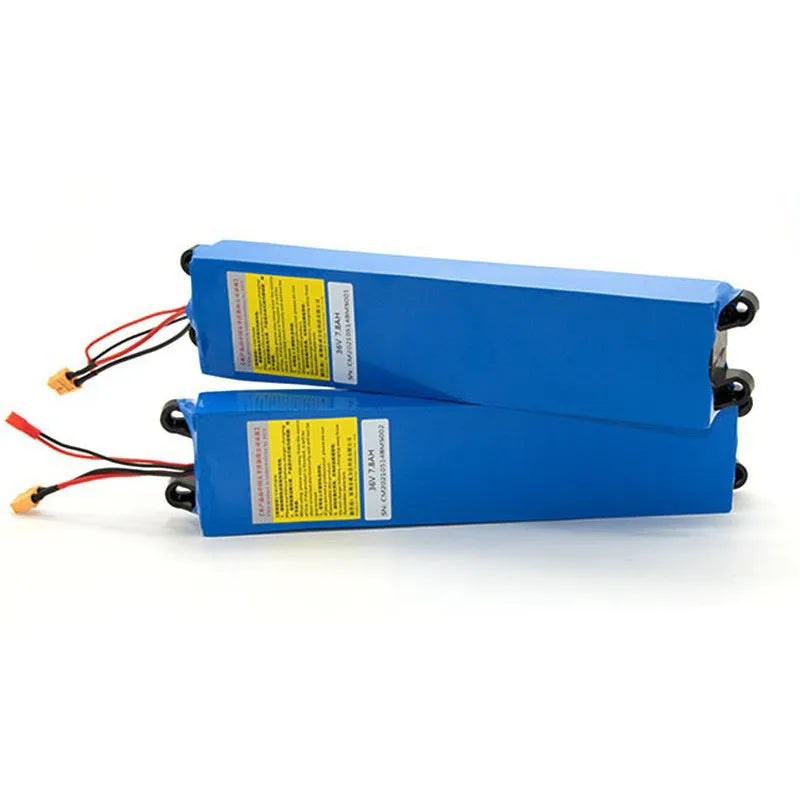 36V electric scooter lithium battery pack showing three capacity options: 6.6Ah, 7.8Ah and 10.4Ah