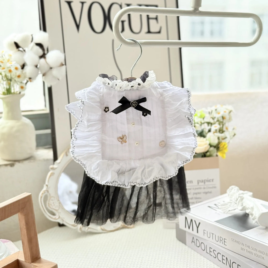 White yarn polyester waltz gauze skirt for small dogs, princess style pet clothing.