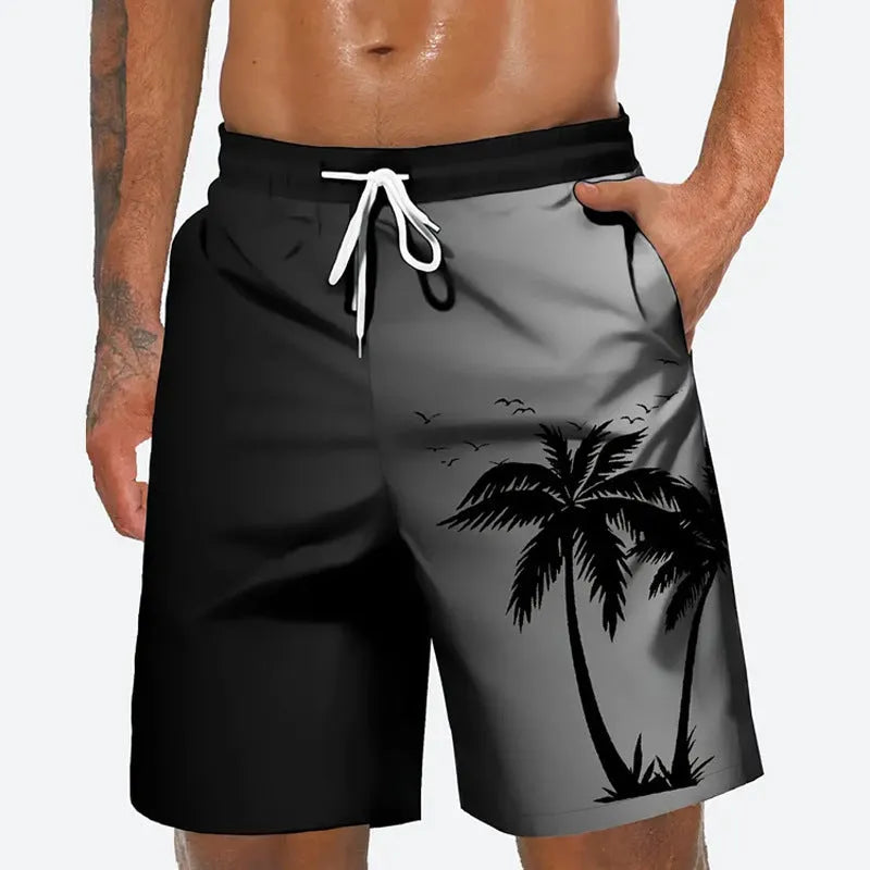 Men's loose-fitting beach pants shorts in solid colour with sporty leisure style for summer wear