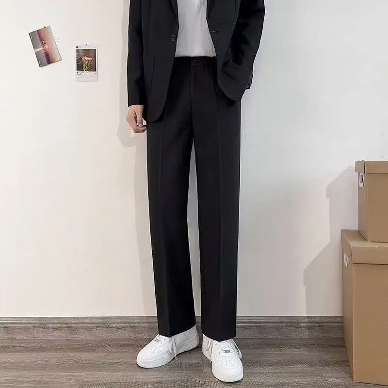 Men's plus size college style suit jacket and trousers with white shirt and tie formal set