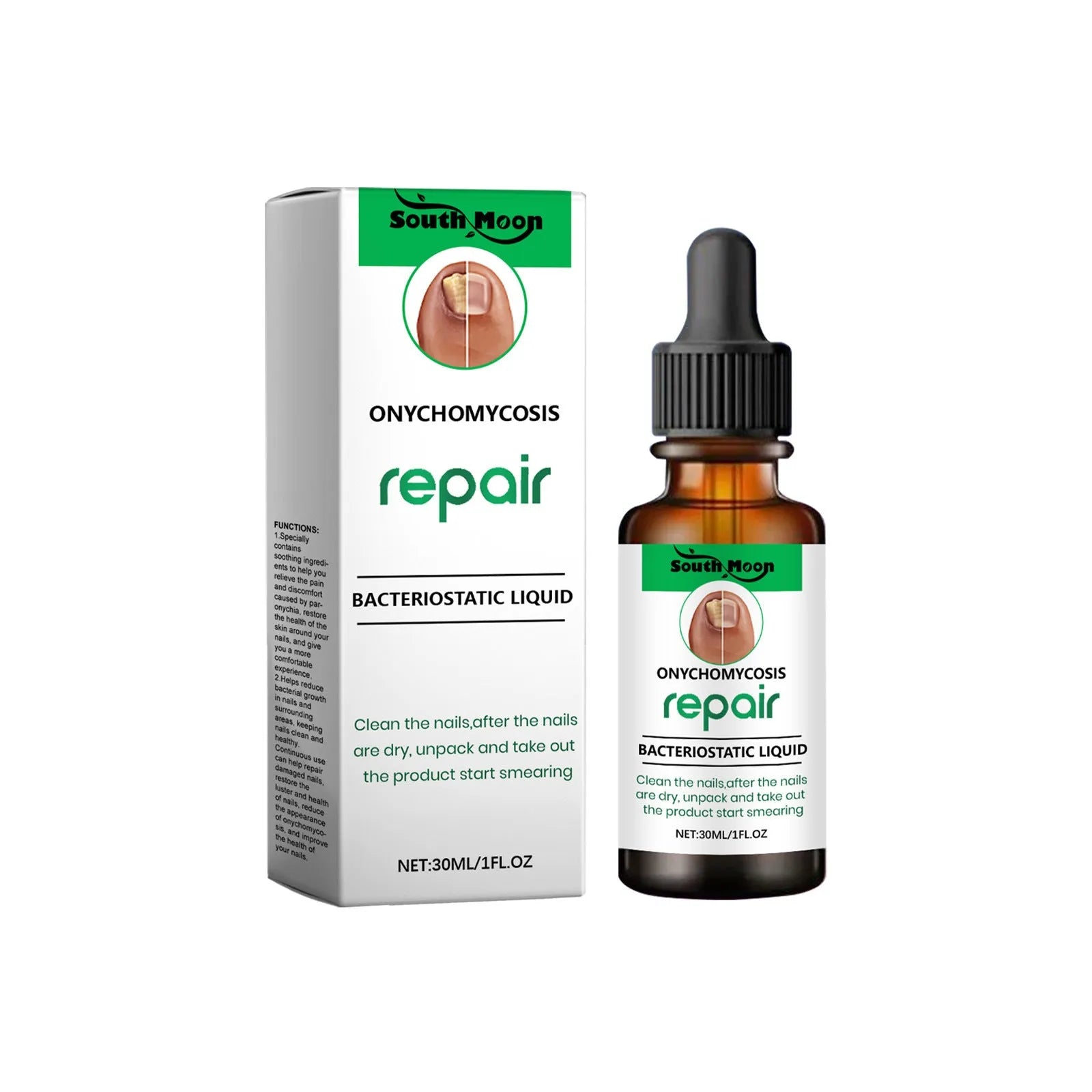 30ml bottle of gentle nail care solution for daily fingernail and toenail cleaning