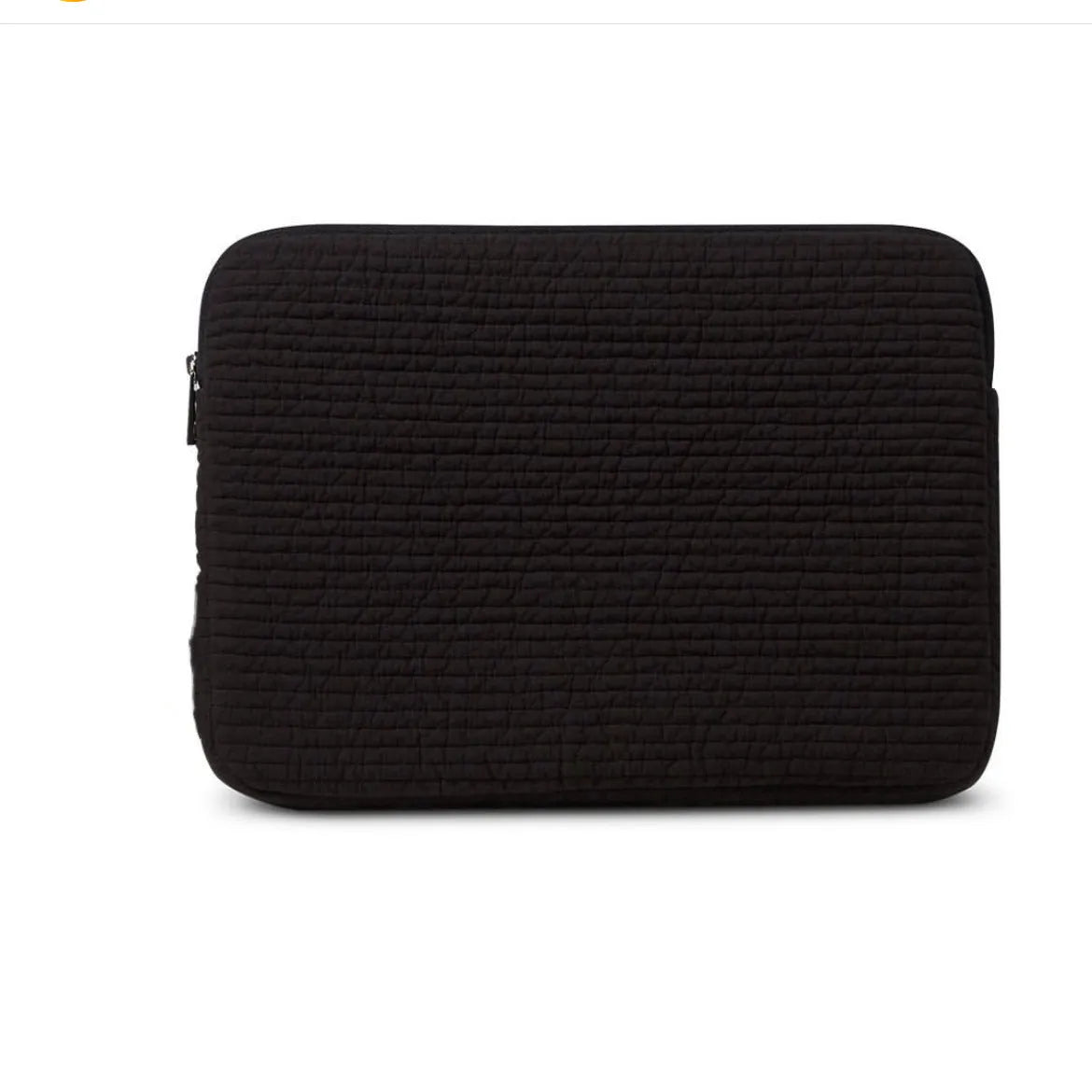 Black and white anti-seismic cotton laptop bag shown in three sizes for tablet protection