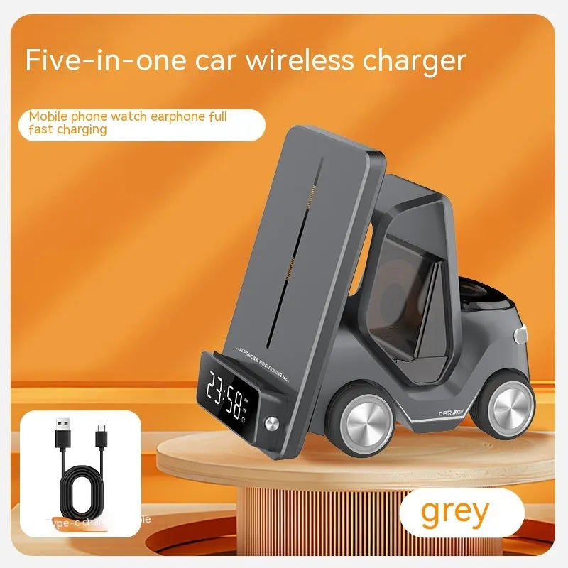 15W three-in-one wireless charging bracket in grey white yellow orange with Type-C interface