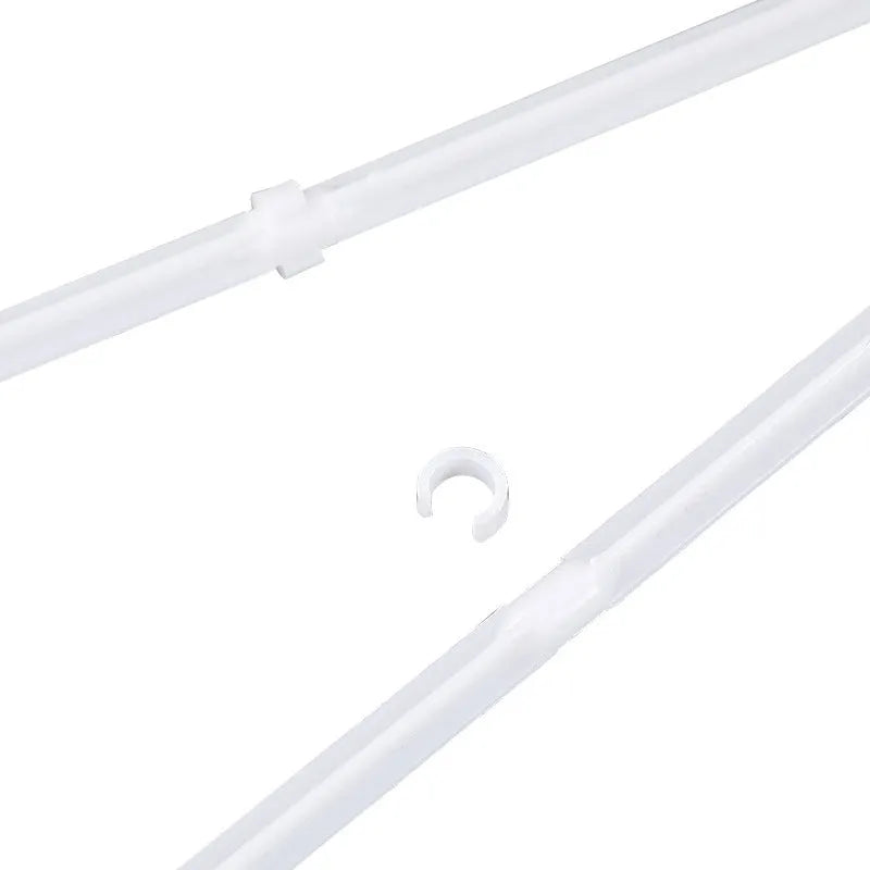 Ten white PP plastic car window flag pole holder clips laid out.