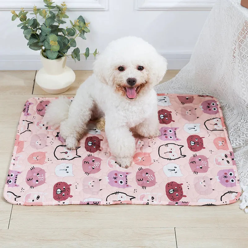 Reusable waterproof pet training pad with colourful animal print design