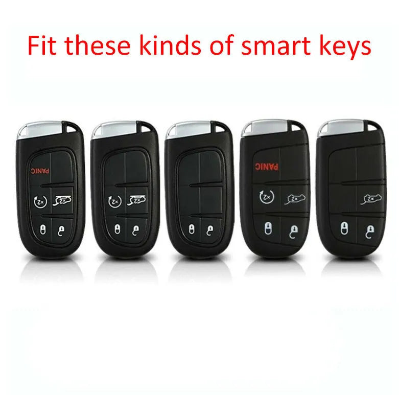 Silicone car key case for Dodge Chrysler Fiat with carbon fibre pattern and optional buckle