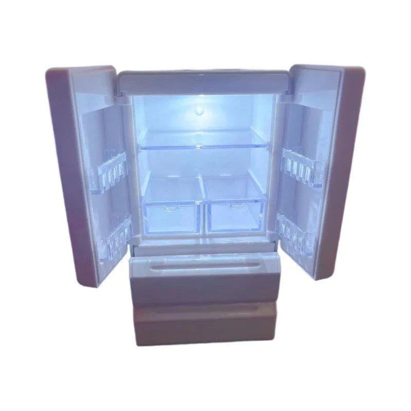 White plastic miniature candy toy model with light-up feature, measuring 11.4cm tall