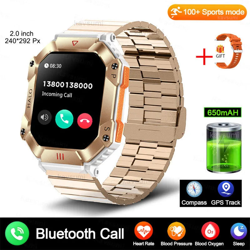 Women's Android GPS fitness smart watch with titanium alloy case showing multiple band options