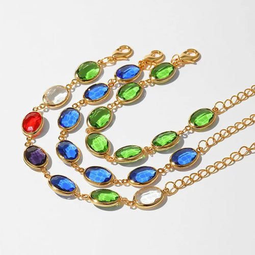Geometric ellipse bracelet in 18K copper with blue glass inlay embroidery
