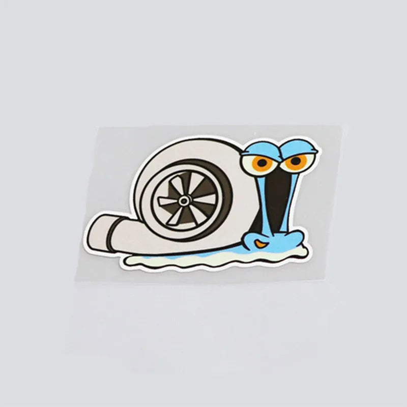 Cartoon snail reflective car sticker for bumper decoration, 12cm by 8cm.