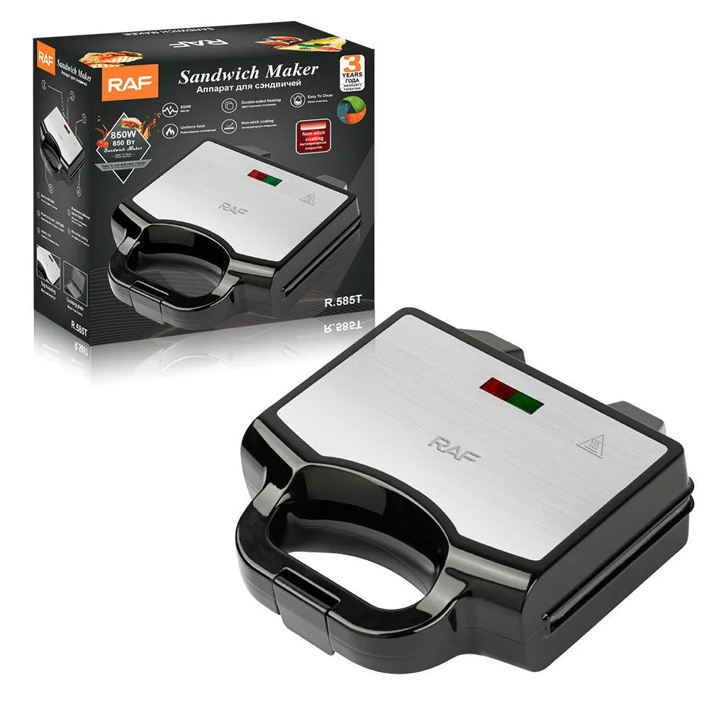 Double side heating sandwich machine 850W in R.585T colour, 25.4 x 11.4 x 25.5cm breakfast maker for toasted bread.