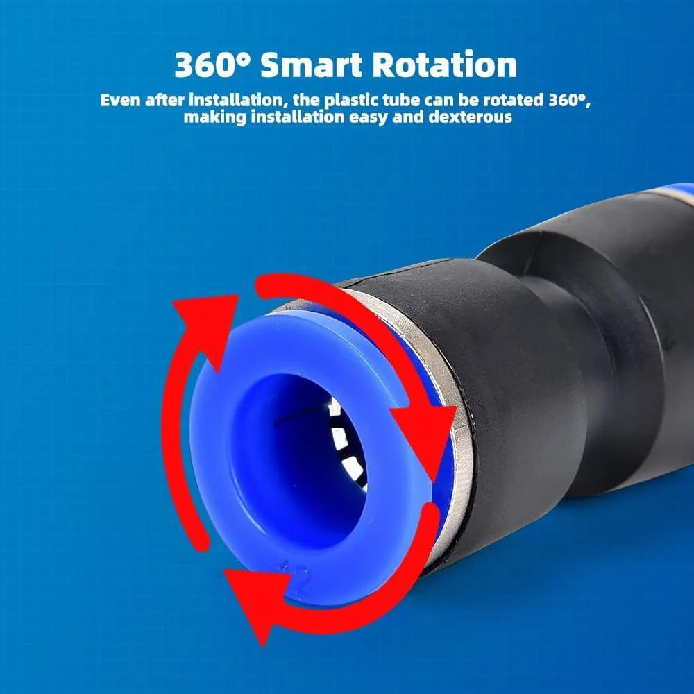 60-piece pneumatic quick push-in connector set with alloy plastic construction and R1/4 R1/2 threads