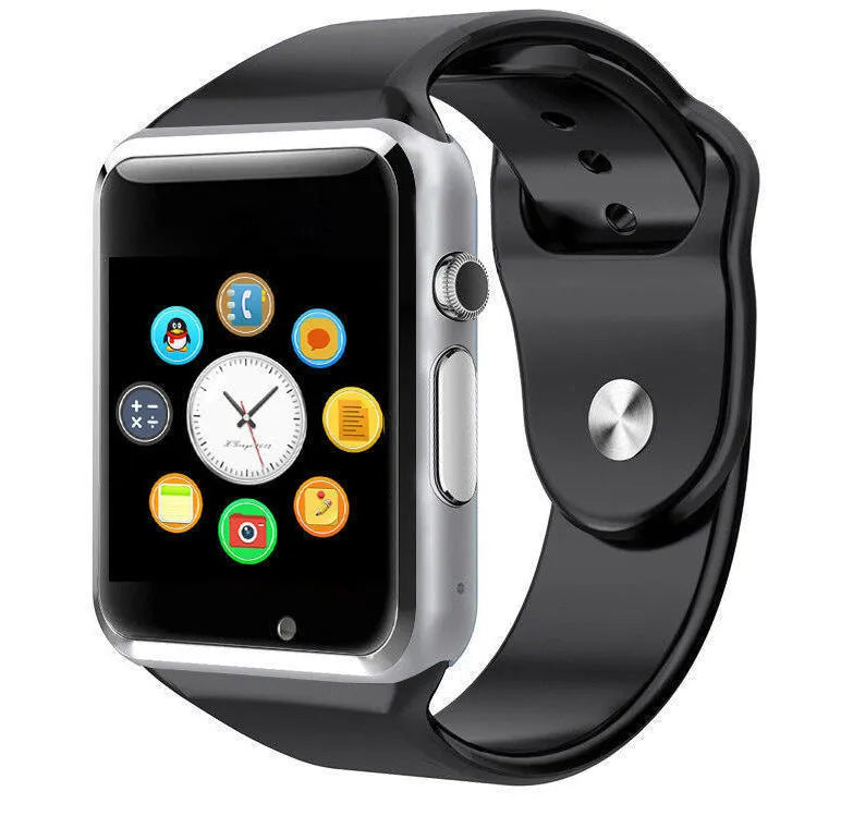 A1 Smart Watch with 1.54-inch screen in various colours including black, silver, white, gold, pink, red, green, and blue