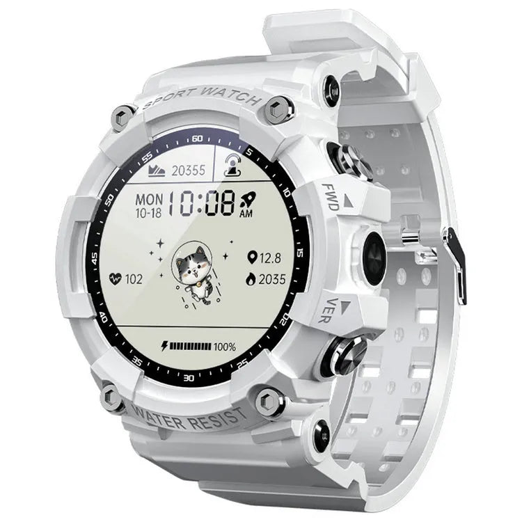 ATTACK 3 IP67 waterproof smartwatch in black, pink, or white with circular 1.28 inch display and TPU strap