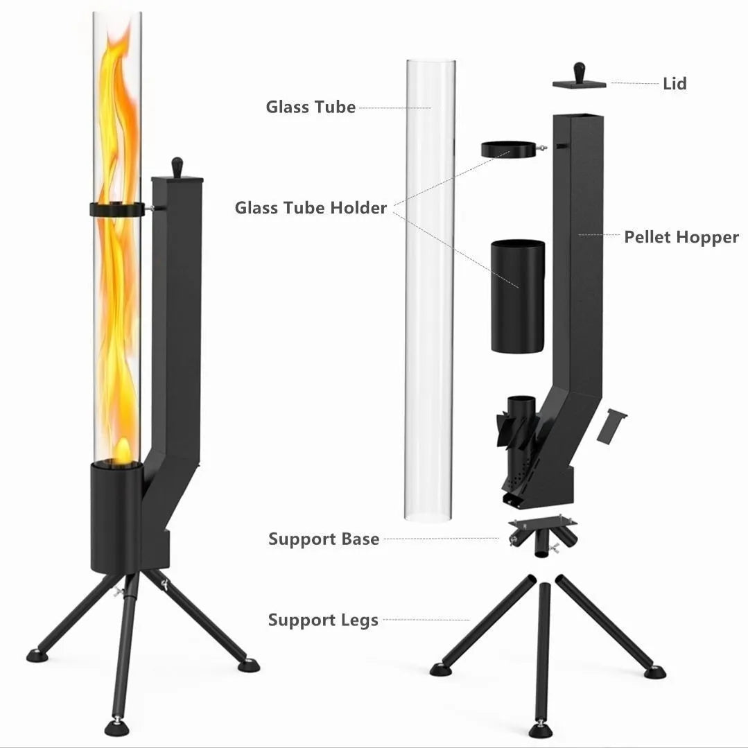 Vertical iron wood burning rocket furnace stove for courtyard and household heating