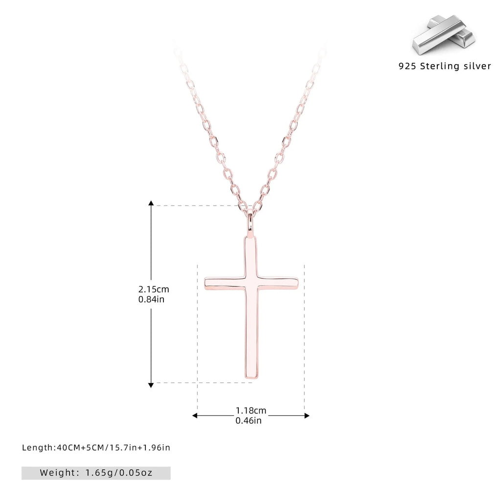 S925 sterling silver necklace with simple cross pendant on O-chain in gold plating