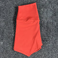 Ladies high-waist yoga shorts in moisture-wicking nylon fabric, shown in various colours