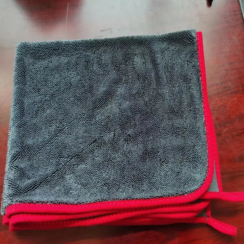 Small braid twisted car cleaning towel shown in grey colour with textured surface for glass washing