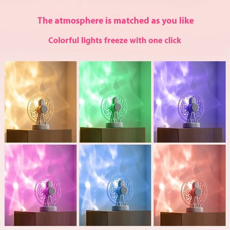 White or pink ferris wheel design Bluetooth speaker with colourful atmosphere lighting