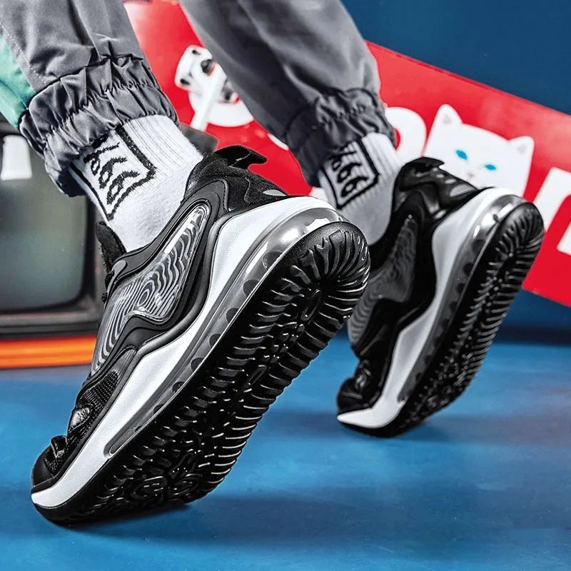Men's summer casual shoes in Space Black with air cushion and height increasing feature