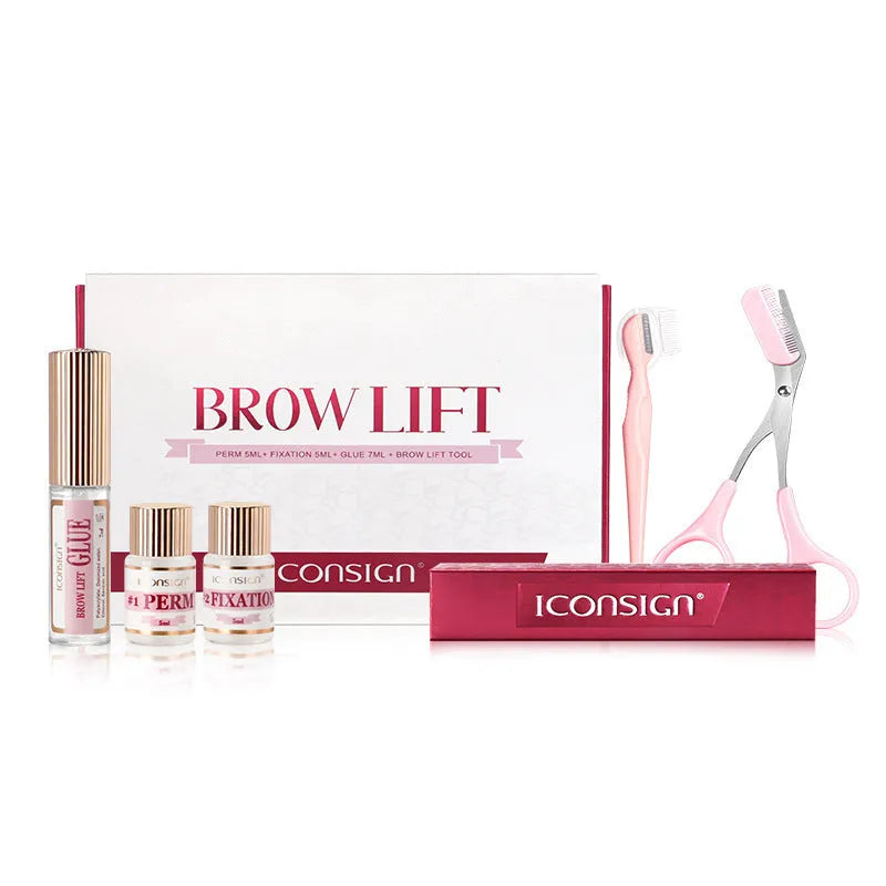 Pink eyebrow perm kit containing one eyebrow scalding suit for fast ironing application