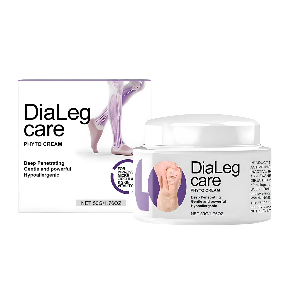 50g varicose vein care cream tube with mint leaves and shea butter ingredients