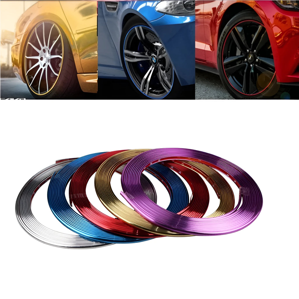 Electroplated purple PVC wheel hub protection strip on 8 metre roll for car wheel decoration