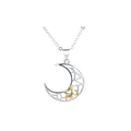 Sun and moon couple necklace set with electroplated copper pendants on cross chain