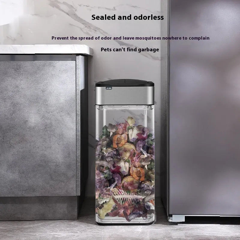 Stainless steel smart trash can with induction opening and square design