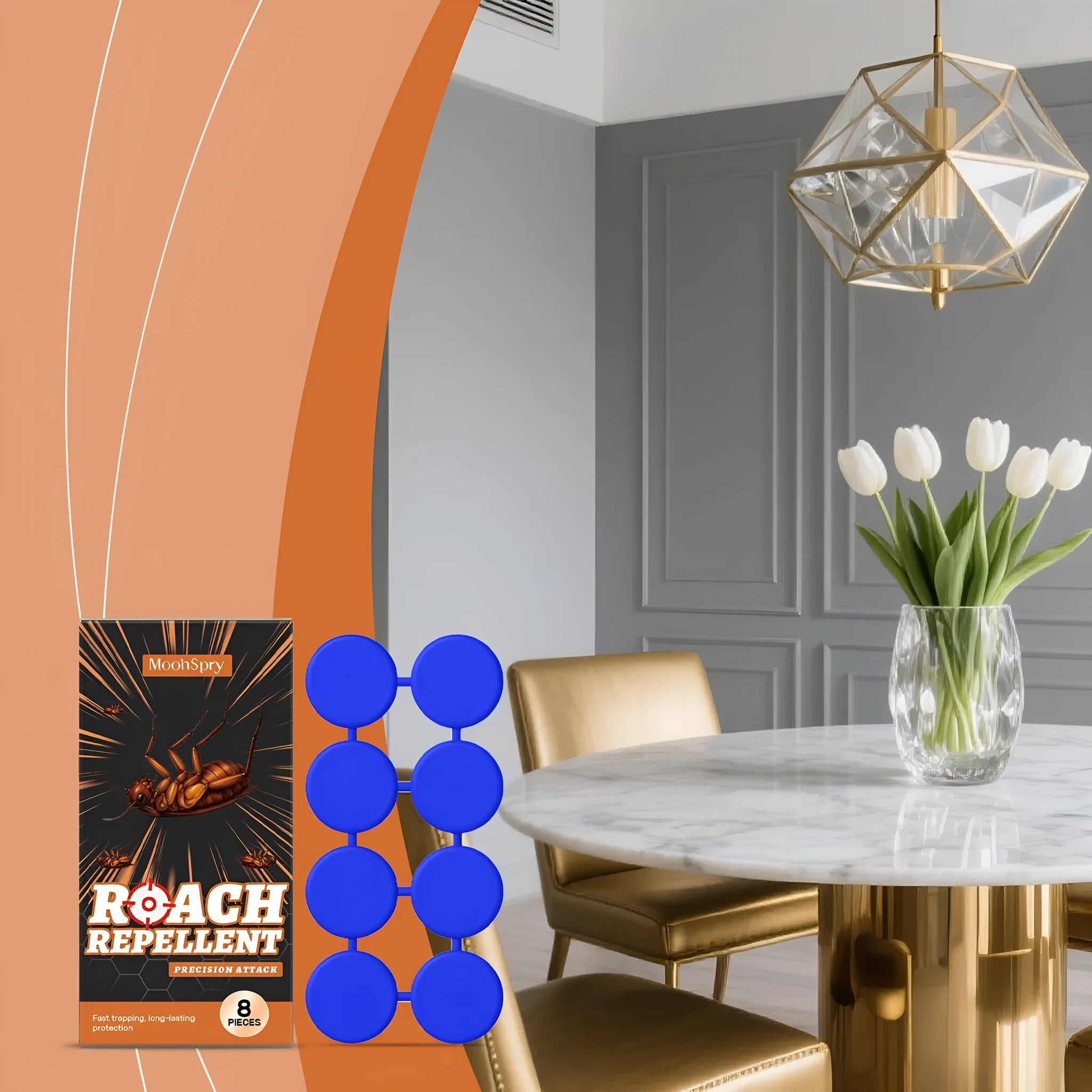 Cockroach bait sticker and glue trap set for indoor kitchen pest control